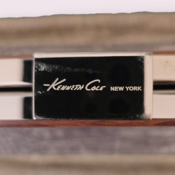 Kenneth Cole New York Croc-Embossed Clutch Silver & Wood Accent - Picture 3 of 6